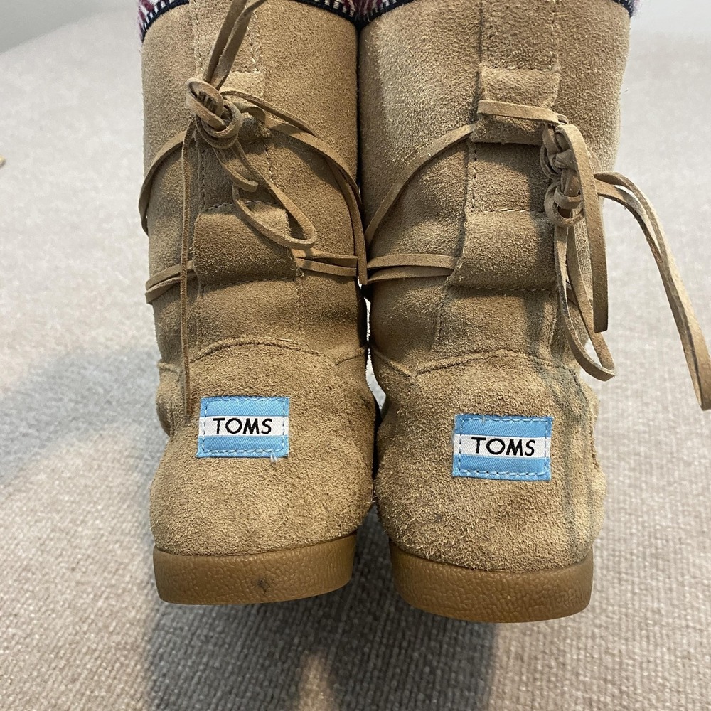 TOMS Boots Womens Size 6.5 Beige Suede Faux Fur Lined Mid Calf Boho Moccasin - Picture 8 of 12